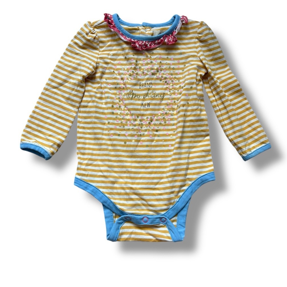 Matilda Jane Make Believe Brand Sparkling New Striped Bodysuit size 12-18 months